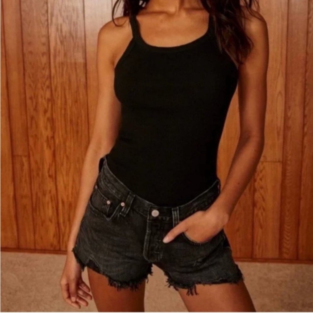 Aritzia | Denim Forum | Ex Boyfriend Cut-Off Jean Short | Black Wash | 24